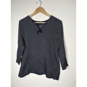 Talbots Petite Womens Sz LP Pullover Sweater Tie 3/4 Sleeve Nautical Blue White